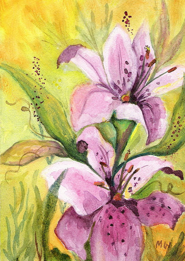 Garden Lilies Painting by Marsha Woods
