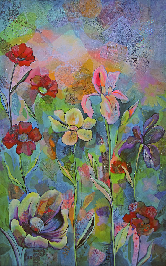 Poppy Painting - Garden of Intention - Triptych Center Panel by Shadia Derbyshire