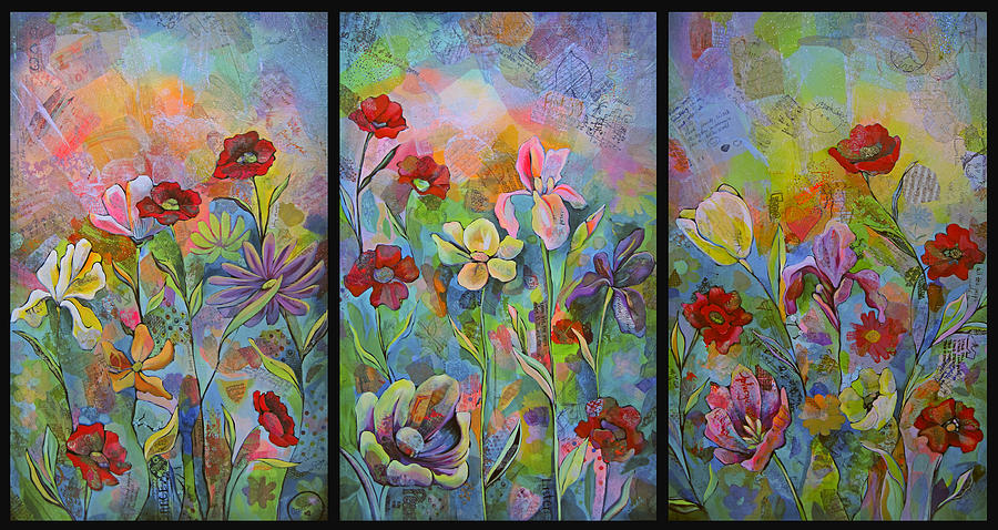 Poppy Painting - Garden of Intention - Triptych by Shadia Derbyshire