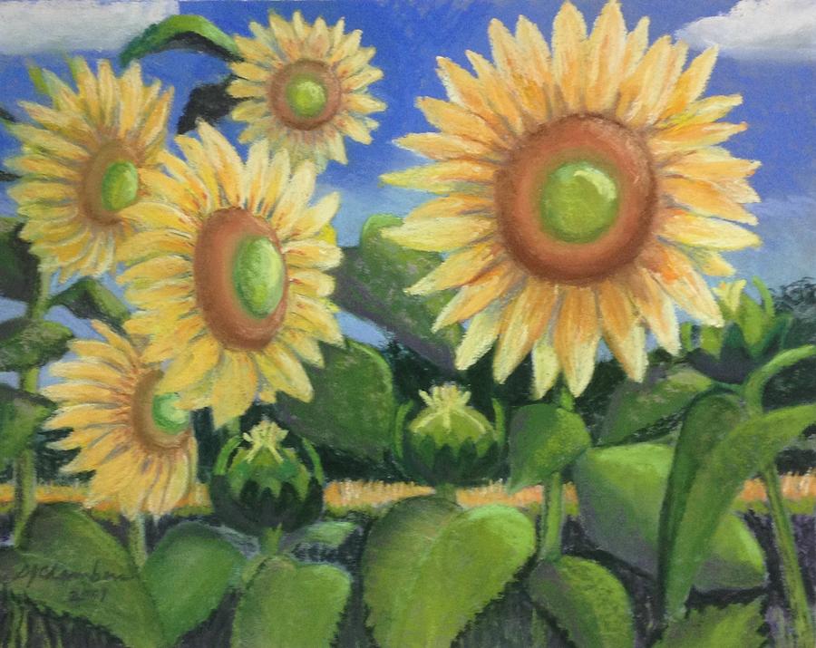 Garden Of Sunflowers Painting by Donna Chambers