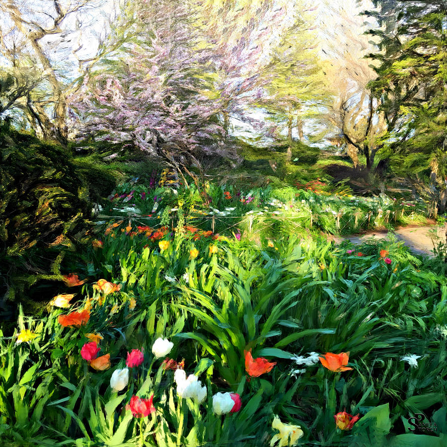 Spring Digital Art - Garden of the Creative Writer by Pamela Storch