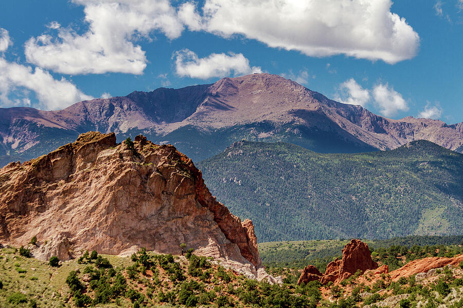 Garden Of The Gods And Pikes Peak Photograph