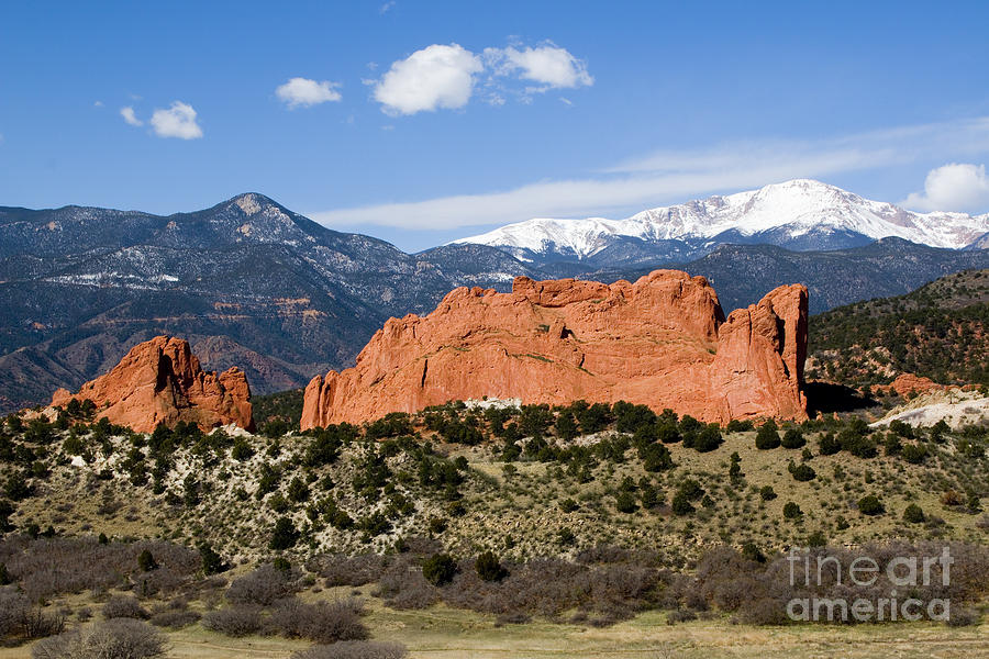 Garden Of The Gods And Pikes Peak In The Morning Photograph