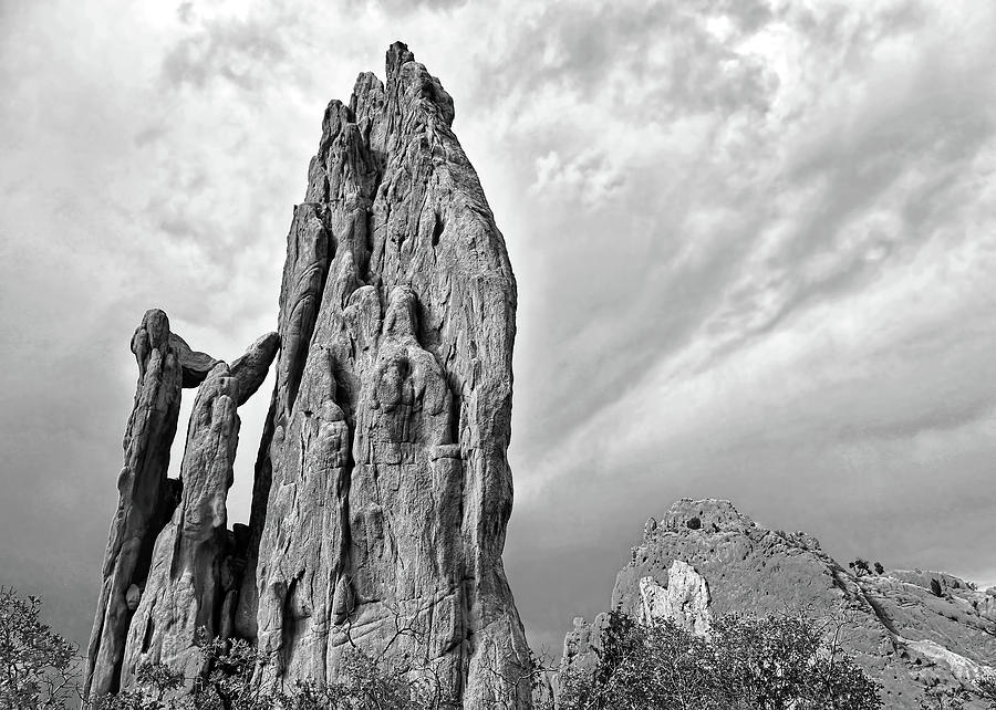 Garden Of The Gods Black and White - photography Photograph by Ann Powell