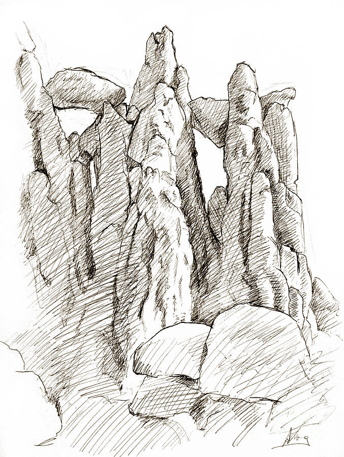 Garden of the Gods Pulpit Rock Drawing by Adam Long