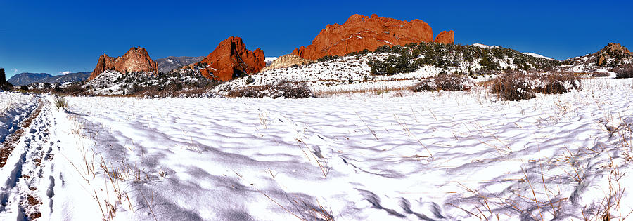 Garden Of The Gods Snowy Morning Panorama Photograph by Adam Jewell