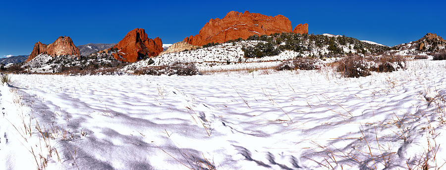 Garden Of The Gods Snowy Morning Panorama Crop Photograph by Adam Jewell