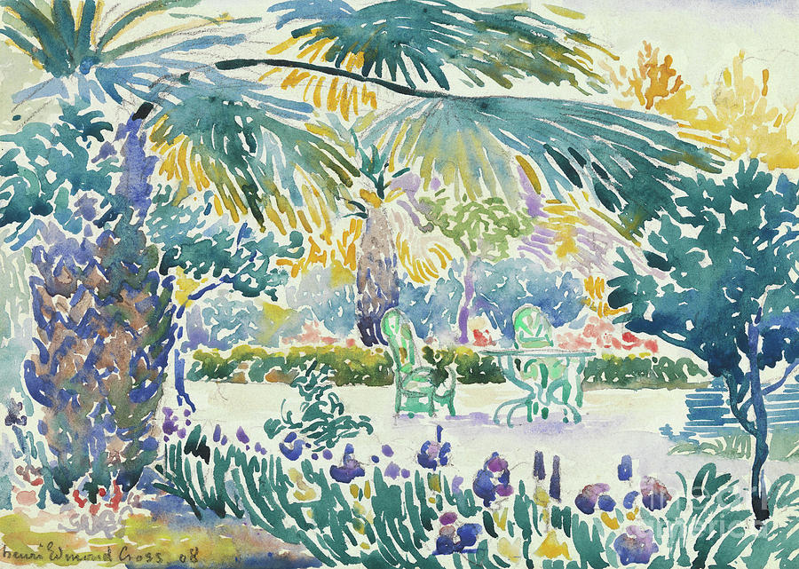Garden Painting - Garden of the Painter at Saint Clair, 1908  by Henri Edmond Cross