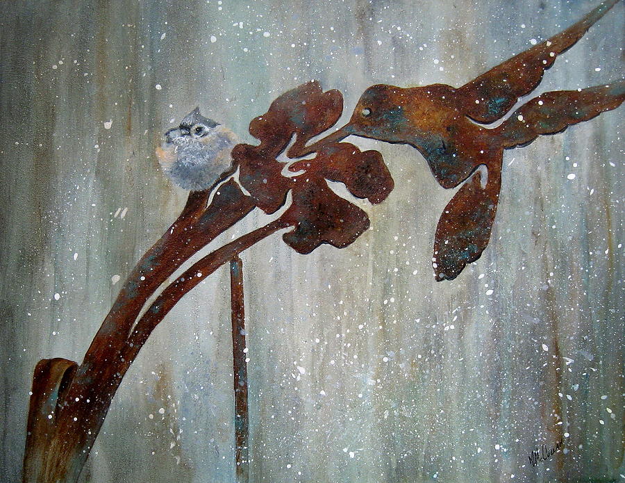 Bird Painting - Garden Ornament-Titmouse by Mary McCullah