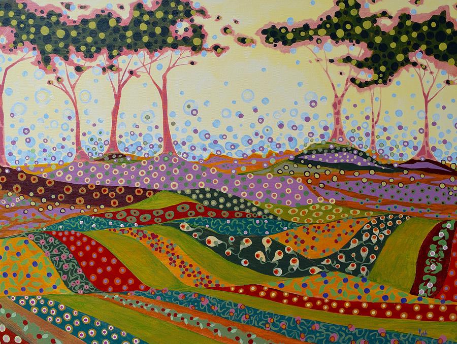 Garden Particles Painting by Karen Williams-Brusubardis