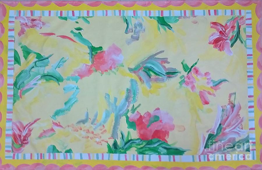 Garden Party Floorcloth - SOLD Painting by Judith Espinoza