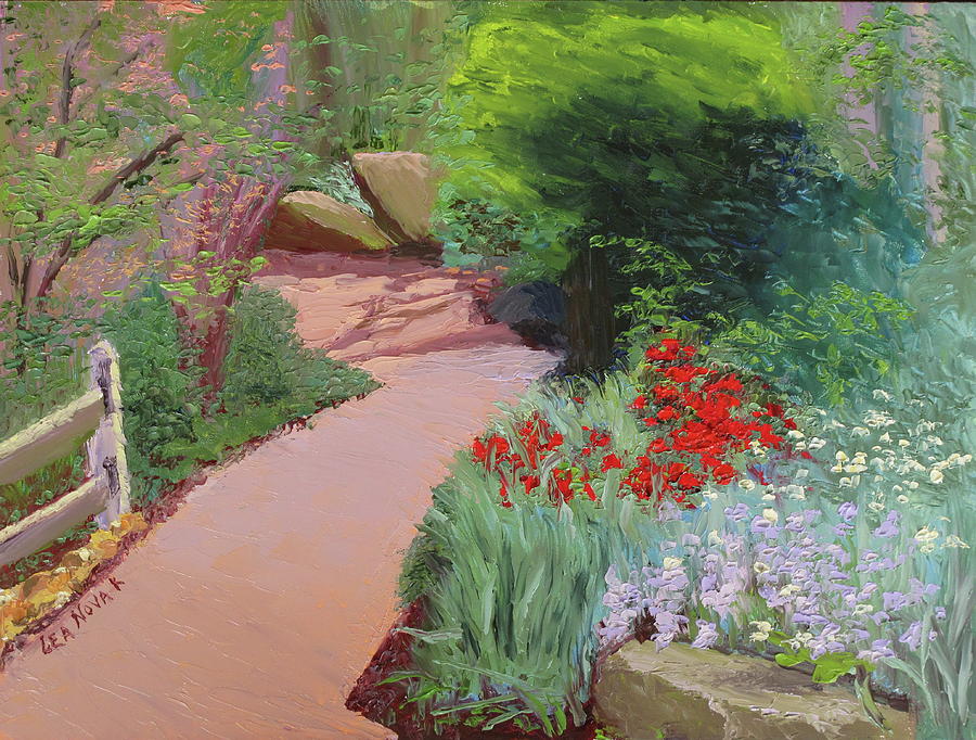 Garden Path At Sayen Painting By Lea Novak | Fine Art America