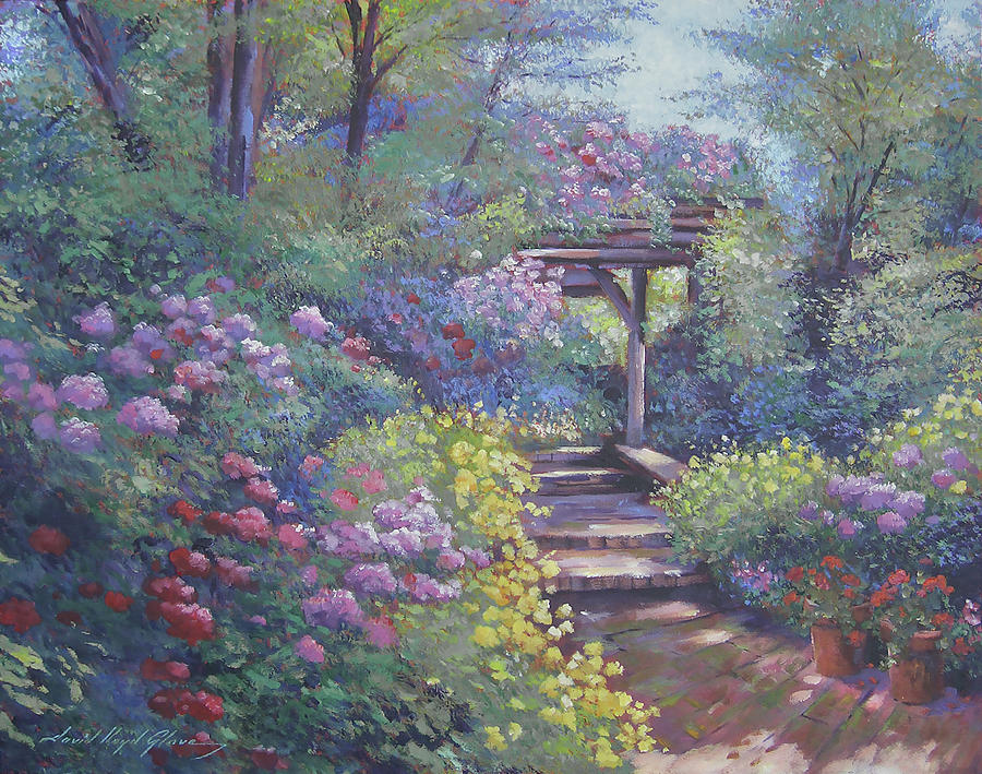 Garden Path In Soft Light Painting by David Lloyd Glover