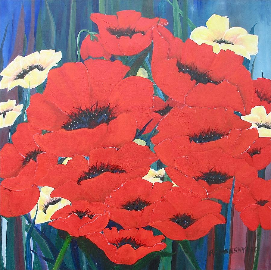 Nature Painting - Garden Poppies by Barbara Remensnyder
