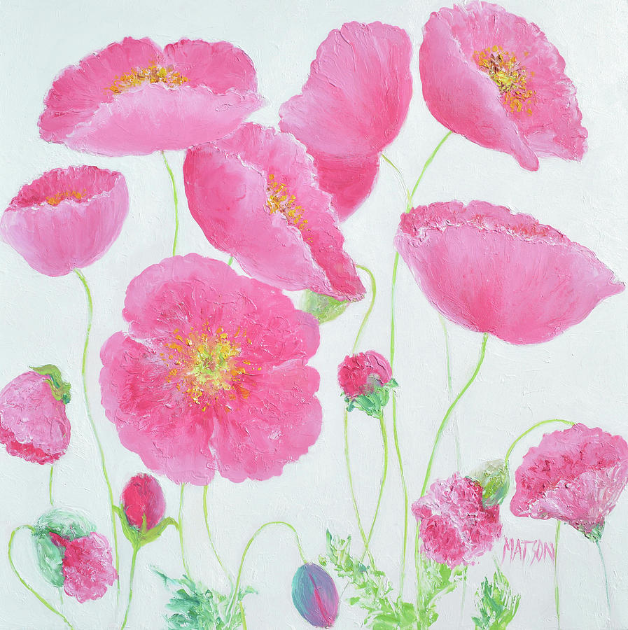 Garden Poppies Painting by Jan Matson