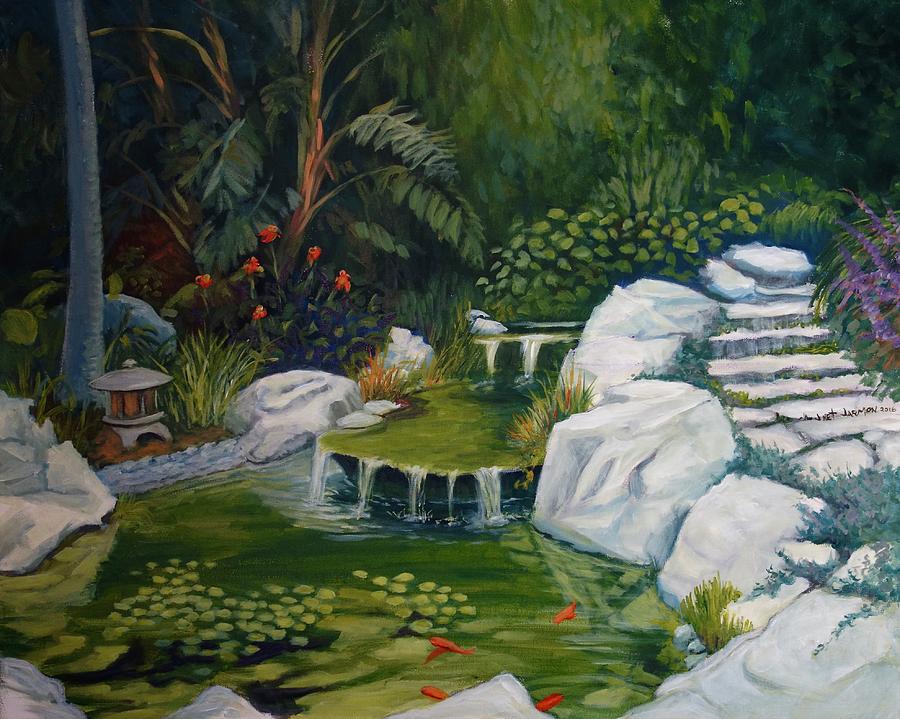 Koi Painting - Garden Retreat by Jeanette Jarmon