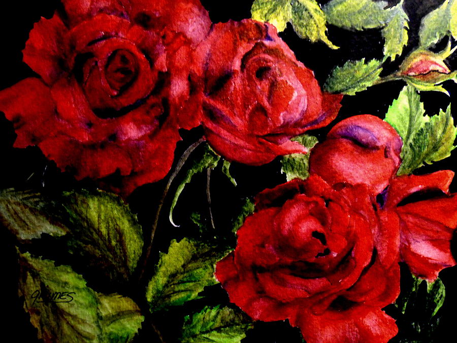 Garden Roses Painting by Carol Grimes