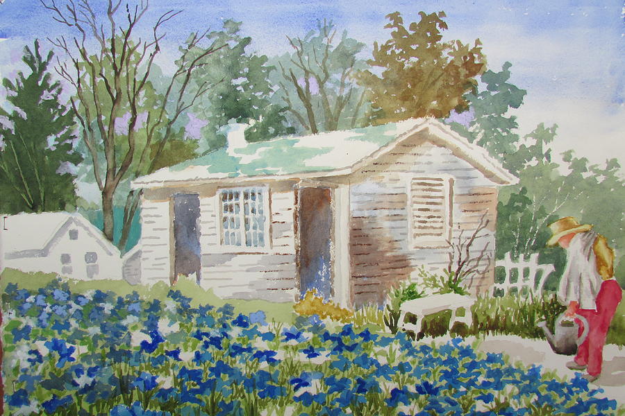 Garden Shed Painting by Tony Caviston