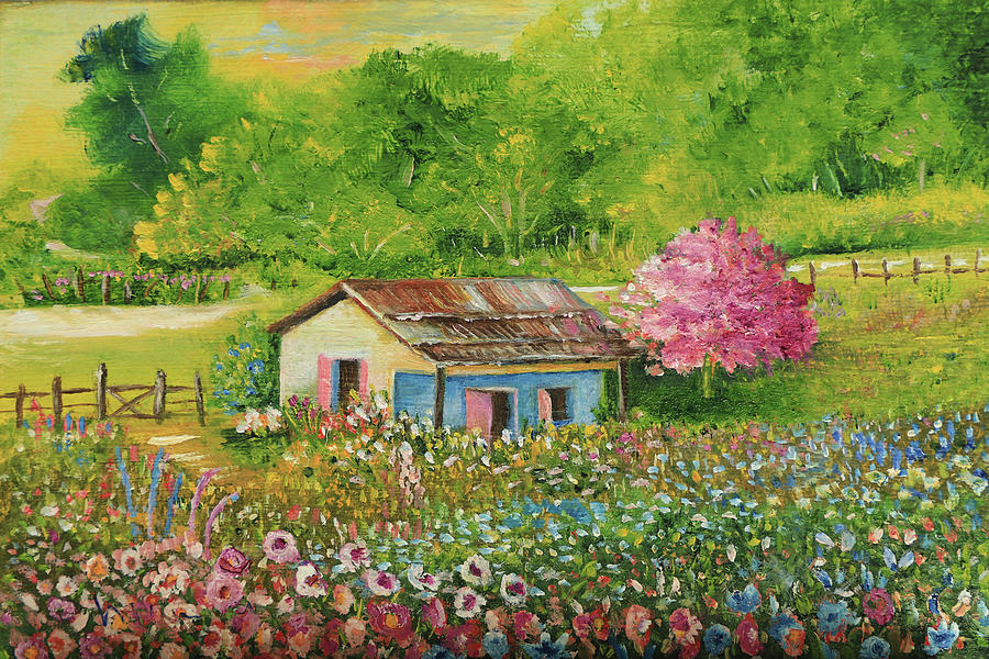 Garden Spring House Painting by Alicia Maury