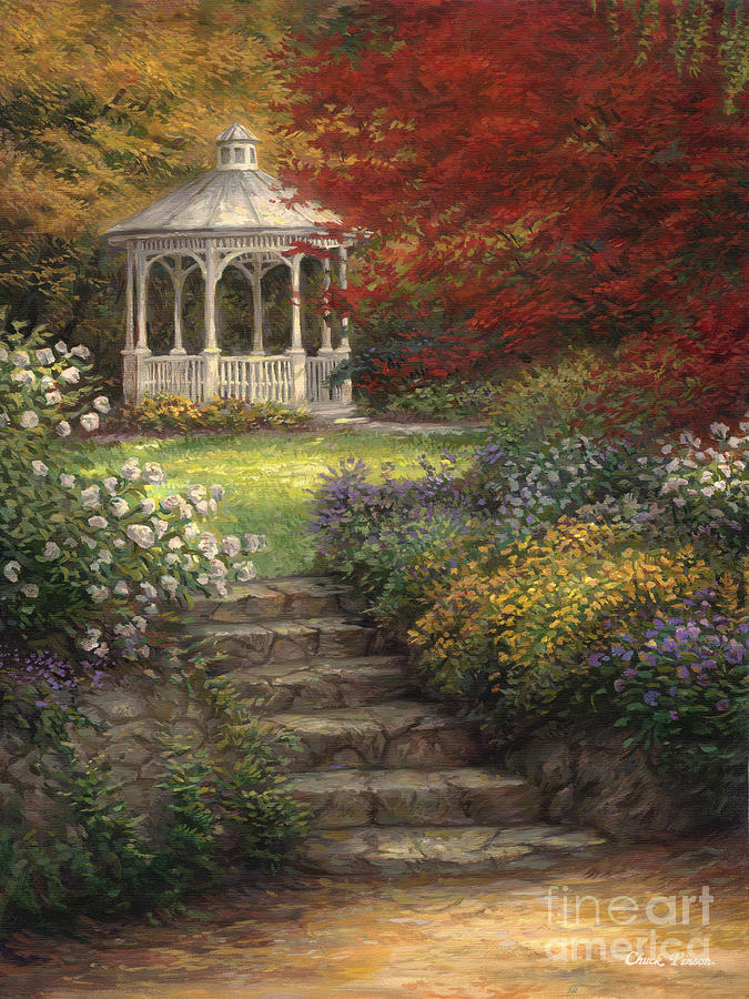 Garden Design Painting - Garden Steps by Chuck Pinson