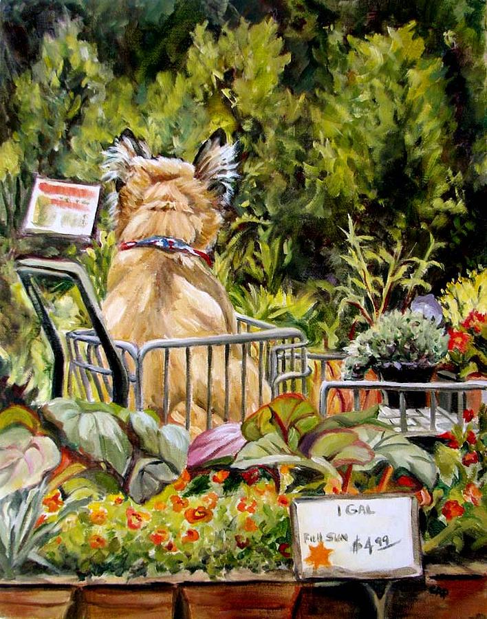 Garden Store Dog Painting by Cheryl Pass