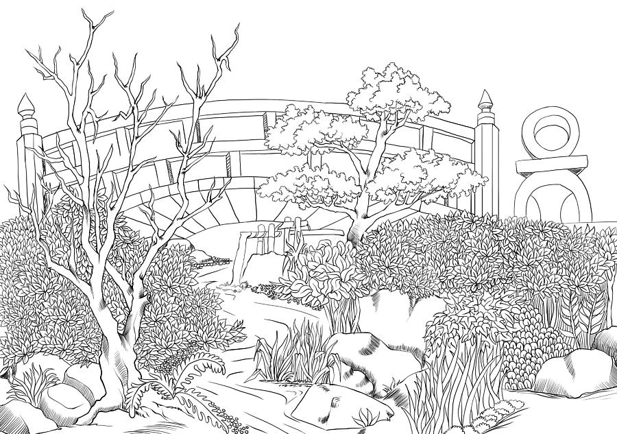 Garden Stream Drawing by Colorology - Fine Art America