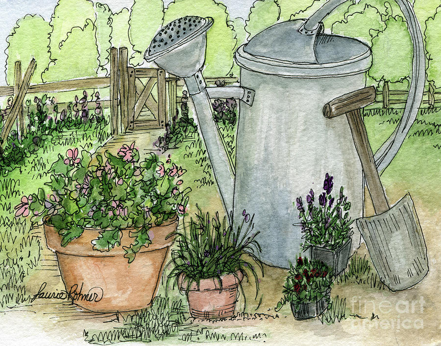 Garden Tools Painting by Laurie Rohner