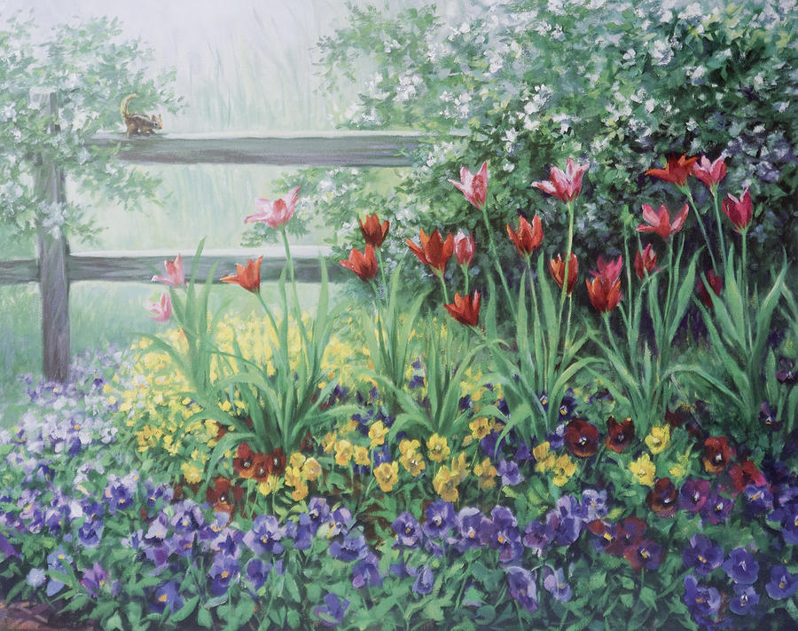 Flower Painting - Garden Tulips by Laurie Snow Hein