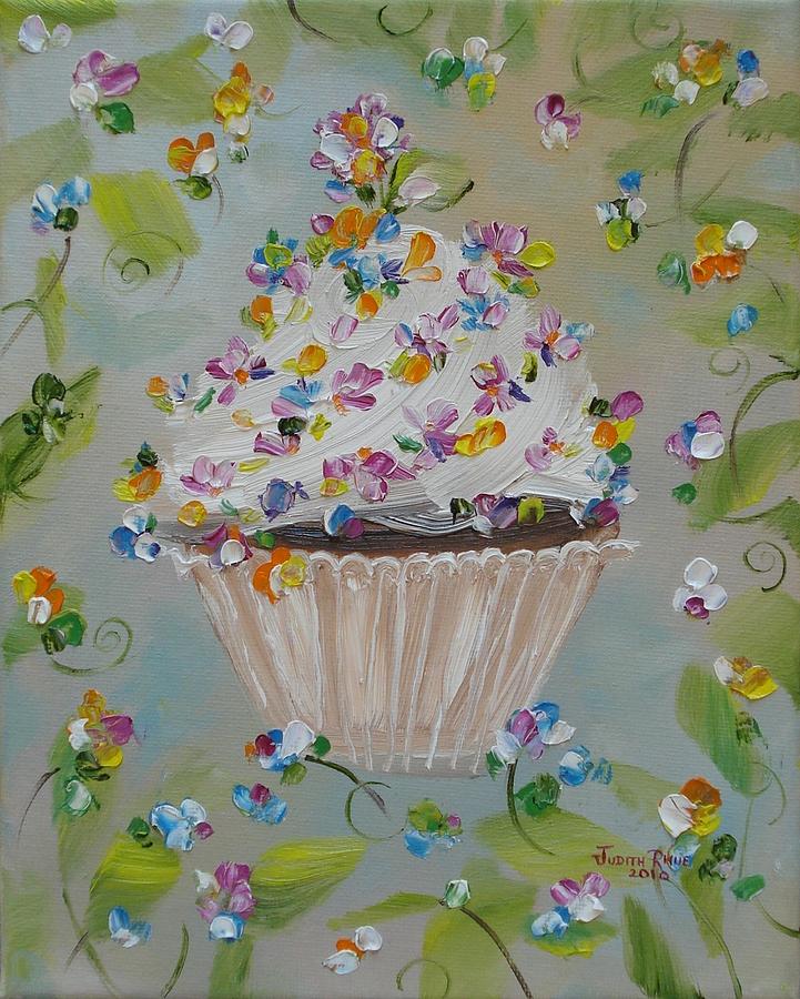 Garden Variety Cupcake Painting by Judith Rhue