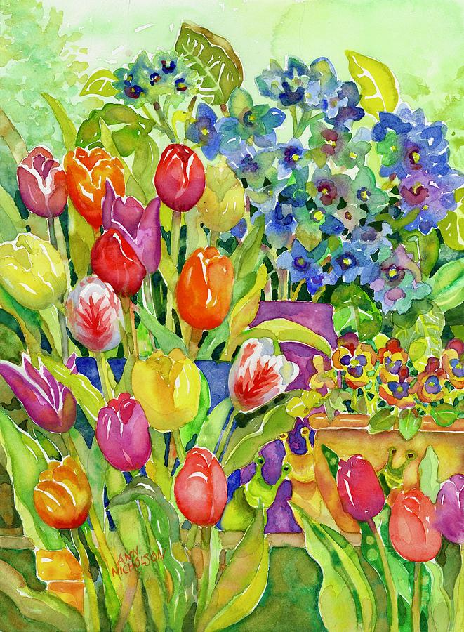 Garden Visitors Painting by Ann Nicholson