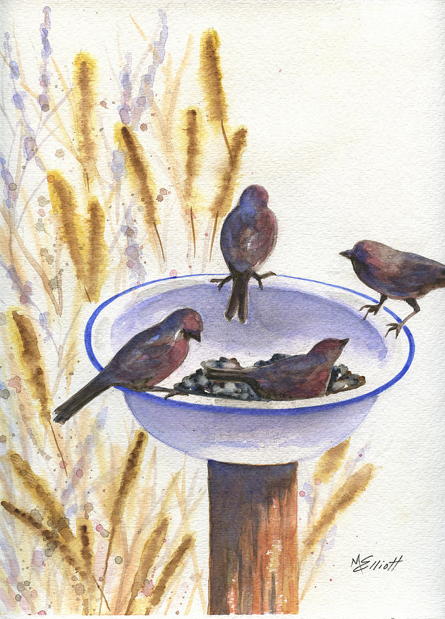Bird Painting - Garden Visitors by Marsha Elliott