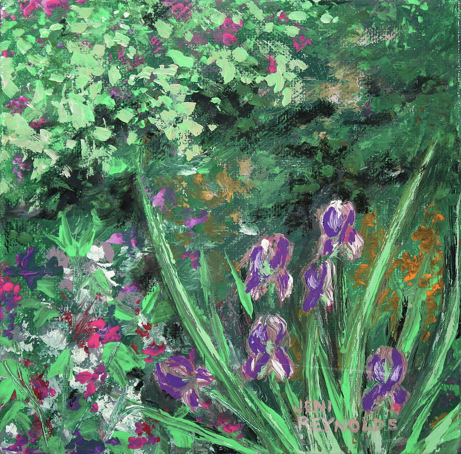 Iris Painting - Garden Walk by Jeni Reynolds