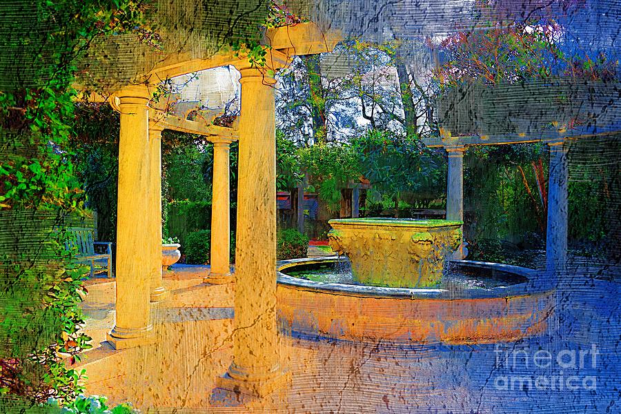 Garden Wisteria Fountain Painting By Cindy Piper Pixels