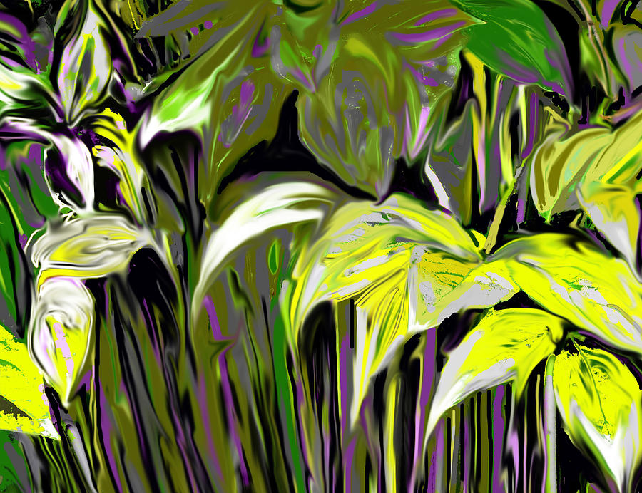 Garden Digital Art - Garden Yellow and Purple by Ian  MacDonald