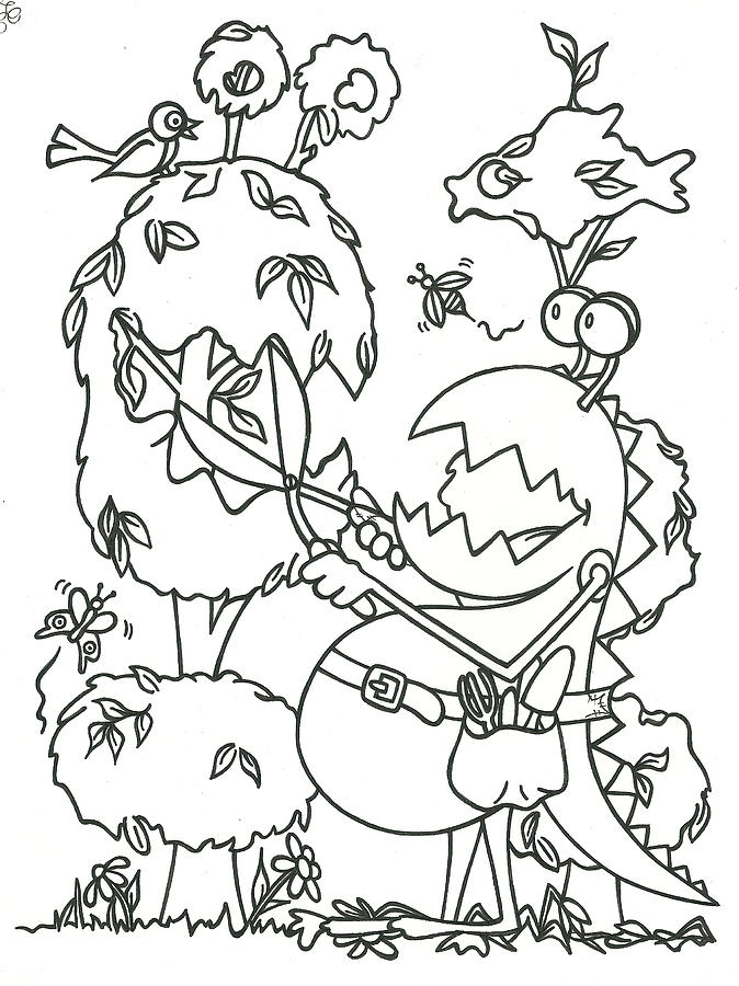Gardening Monster Drawing by Konni Jensen