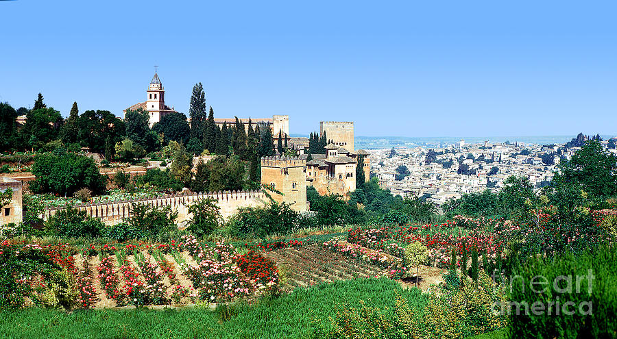 Gardens Castle and buildings in Alhambra Spain Photograph by Wernher Krutein