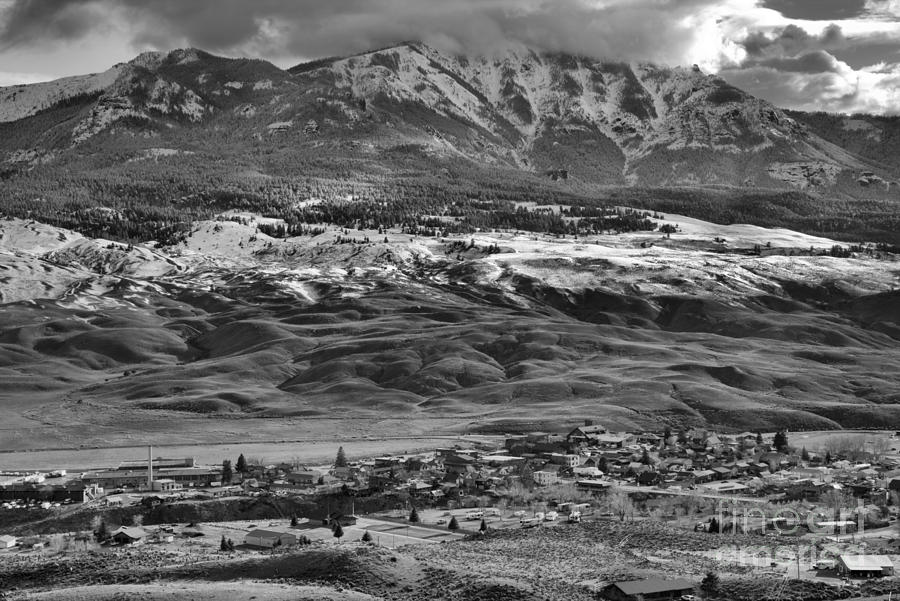 Gardiner Montana Overlook Black And White Photograph by Adam Jewell