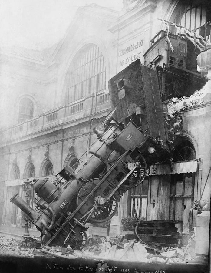 Transportation Photograph - Gare Montparnasse Train Wreck 1895 by Photo Researchers