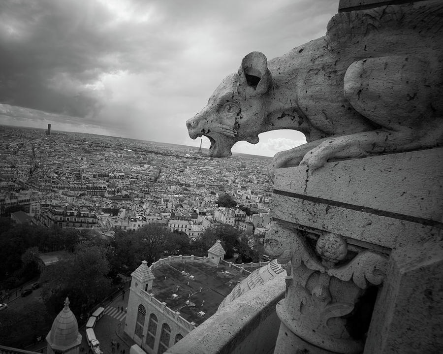 Gargoyle Hungry for the Eiffel Tower Photograph by James Udall