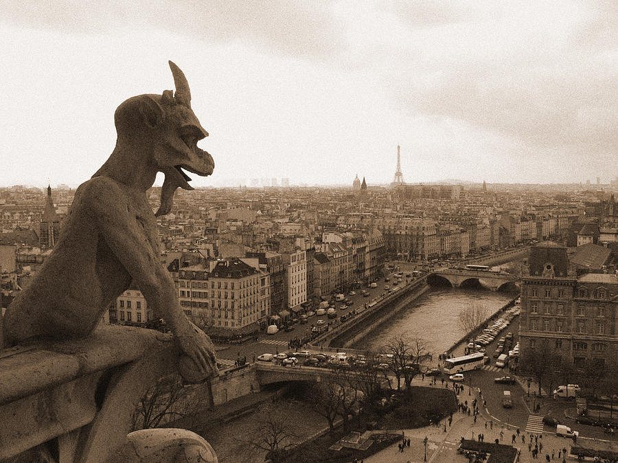 Paris Photograph - Gargoyle Looking Over Paris by Mark Currier