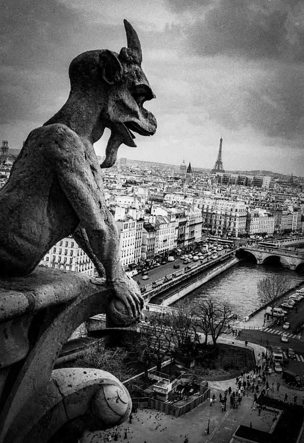 Notre Dame Pyrography - Gargoyle of paris. by Cyril Jayant