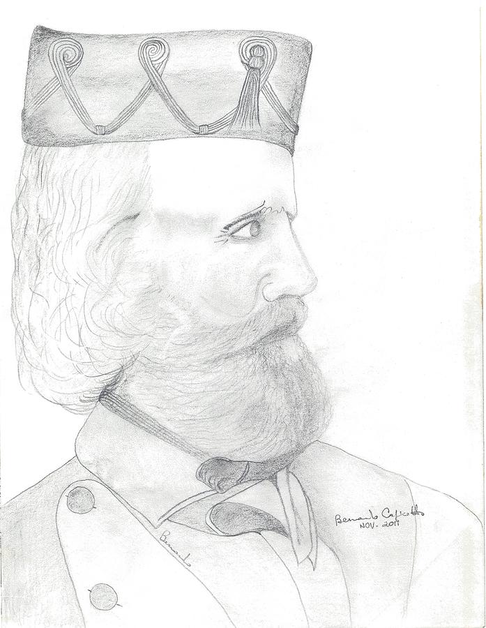 Garibaldi Drawing - Garibaldi Portrait by Bernardo Capicotto