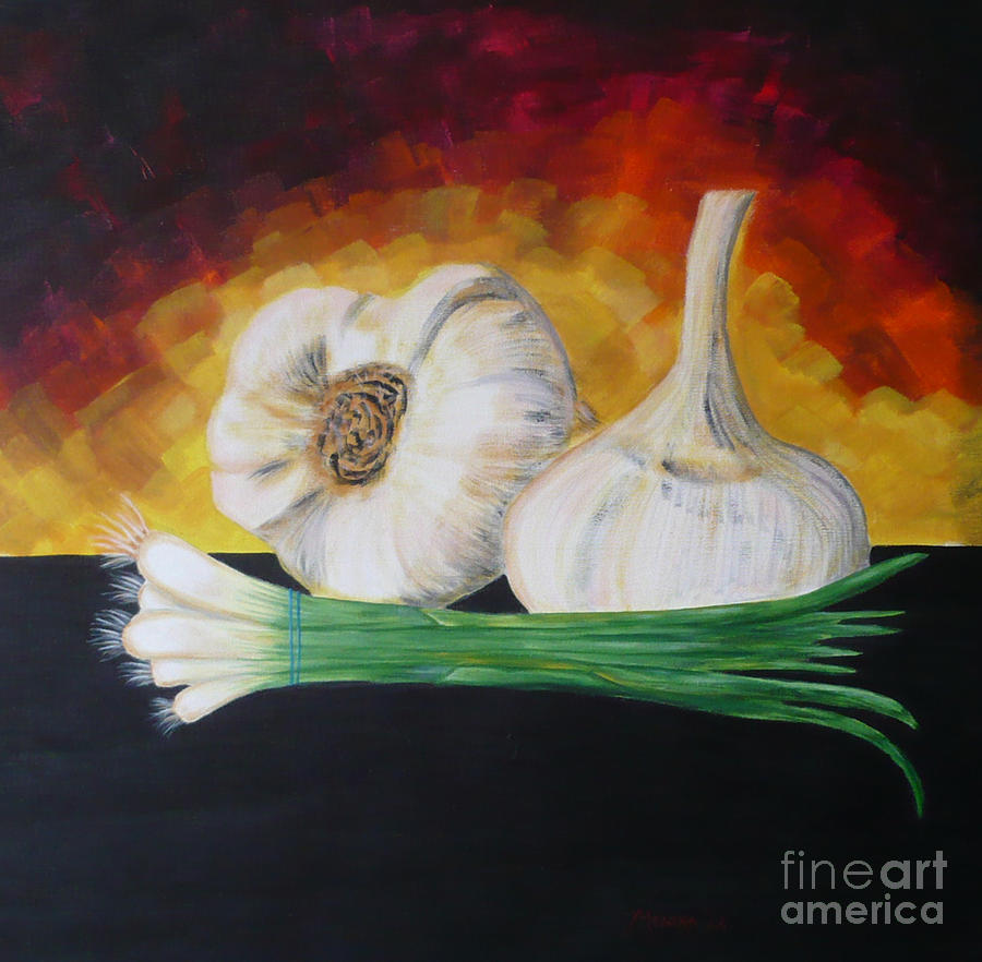 Garlic and Onion Painting by Monika Shepherdson