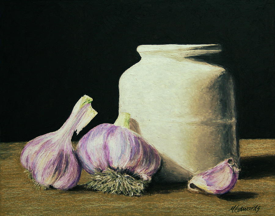 Garlic Painting - Garlic Crock by Marna Edwards Flavell