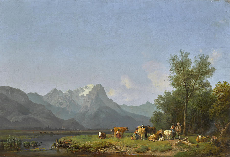 Garmisch, The Wetterstein Mountains beyond Painting by Heinrich Buerkel