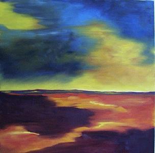 Landscape Painting - Garnet Field II by Kelly Hutchinson