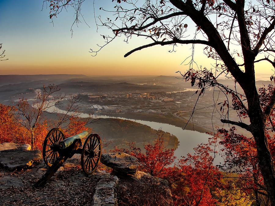 Sunset Photograph - Garritys Battery overlooking Chattanooga by Mountain Dreams