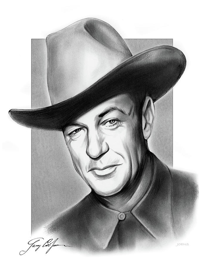 Gary Cooper Signature Drawing by Greg Joens