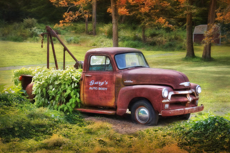 Fall Photograph - Garys Auto Body by Lori Deiter