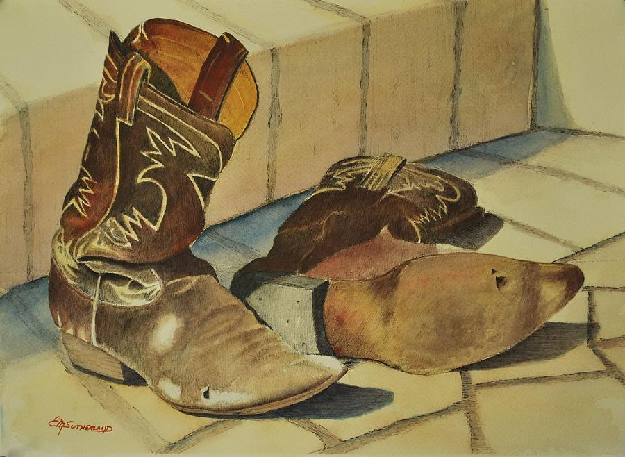 Garys Boots Painting by E M Sutherland